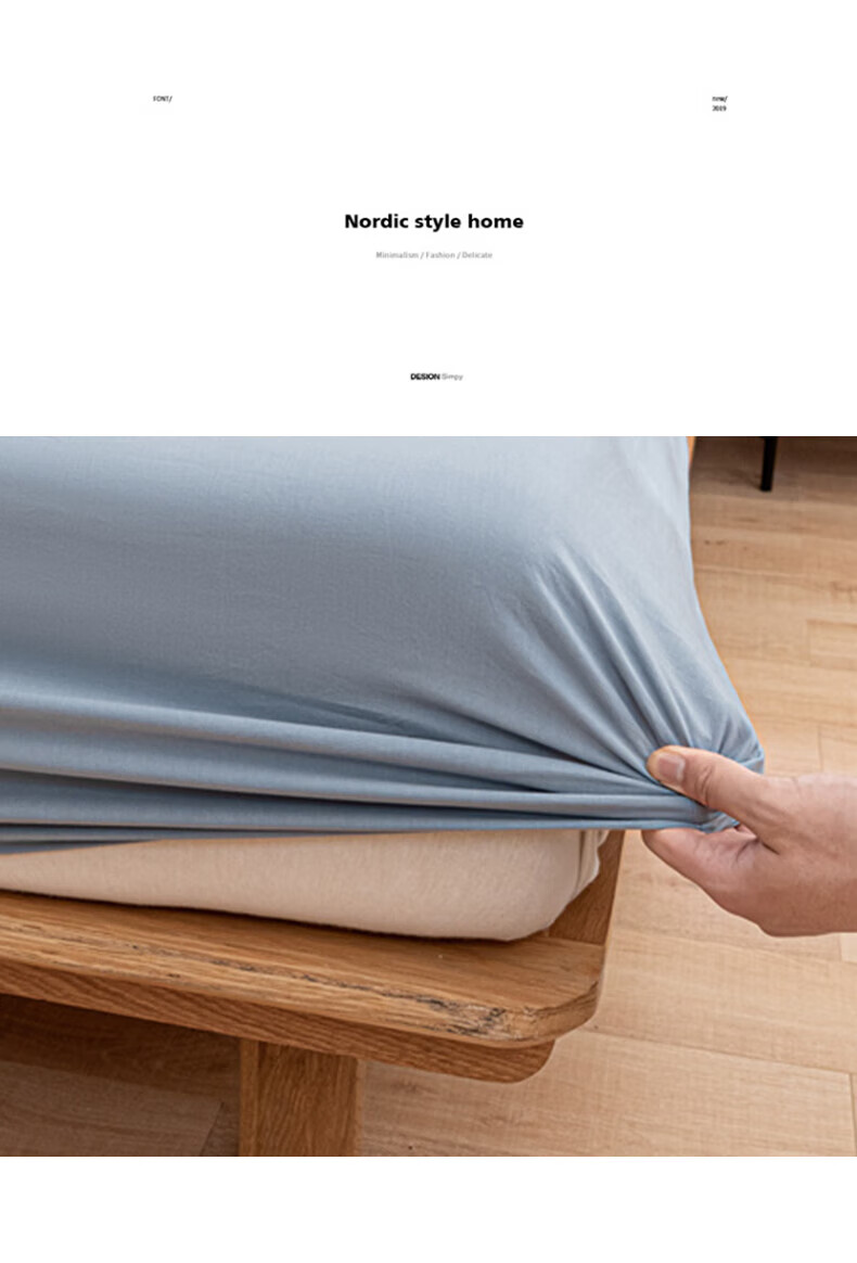 Wuyinliangpin Class A Pure Cotton Fitted Sheet, Single Piece Cotton Mattress Protector Cover, All-Inclusive Dustproof Cover, Lake Blue, 1.8 Meters 4