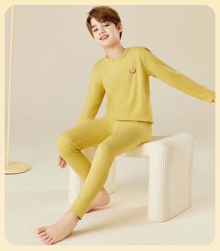 LangSha [Containing Wool And Silk] Children's Thermal Underwear, Boys And Girls Autumn And Winter Thermal Top And Bottom, Baby School Uniform Essential Set 20