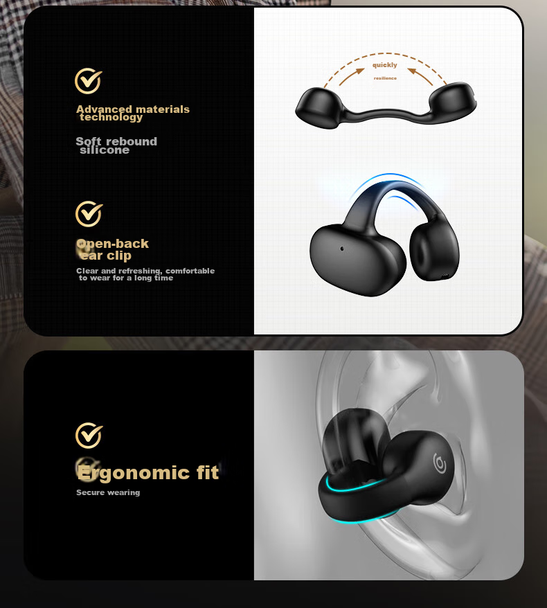 Aigo Bluetooth Headphones, Bone Conduction Concept Air Conduction Ear Clip Open-Style Non-In Sports Calling Headphones, Compatible with Xiaomi And Other Phones, Tablets, Computers Universal TX02 White 13