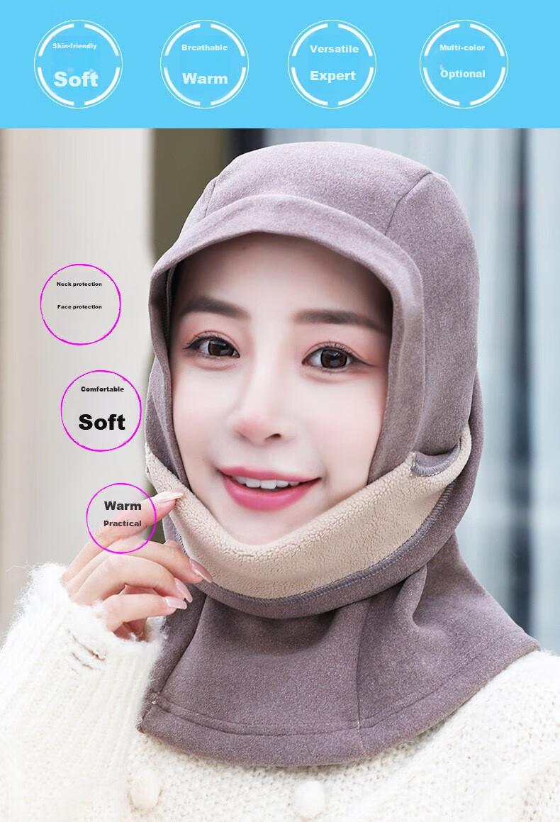 BWNK Windproof Hat for Women, Winter Outdoor Cycling Cap with Fleece Lining, Thickened Cold-Proof Warm Hat for Men, Northeast Skiing Hat, Winter Cap, Khaki 3