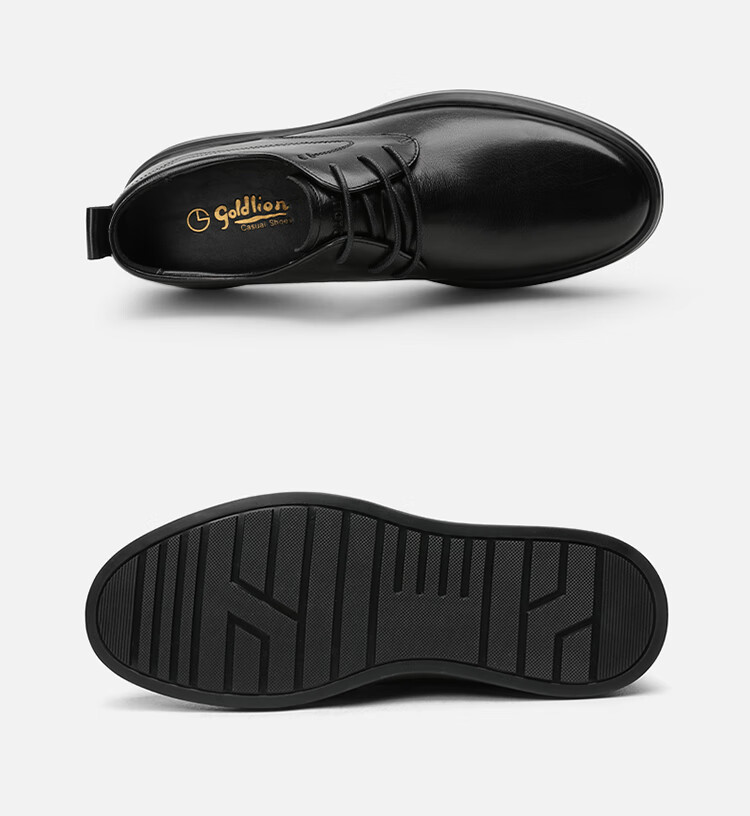 Goldlion Men's Shoes, Stylish Leather Business Shoes, Comfortable Lace-Up Casual Leather Shoes, 50823026501A-Black, Size 43 7