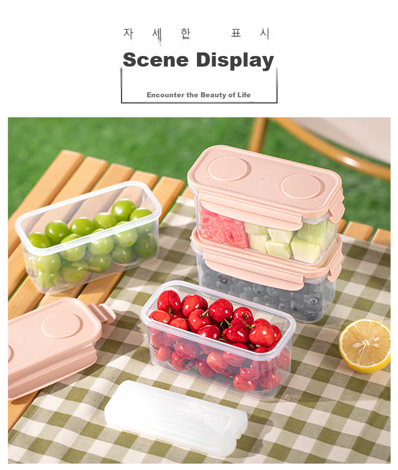 KATEI STORY Japanese Portable Fruit Box with Fork, Handheld Salad Cup, Plastic Cup with Sealing And Leak-Proof Draining Basket for Going Out 17