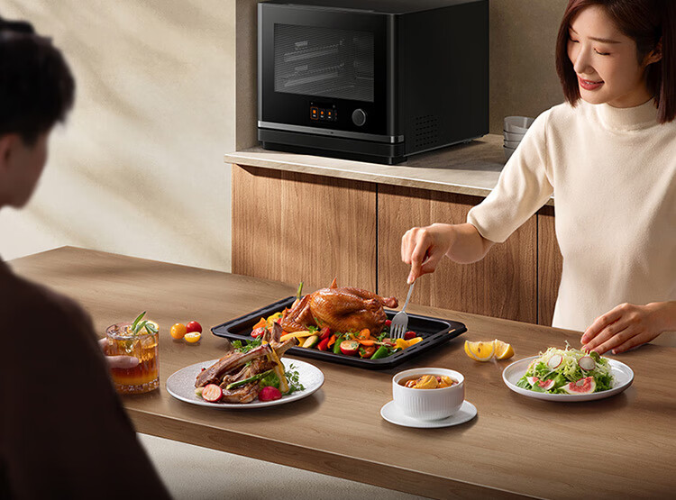 Mijia Xiaomi Smart Multi-Function Steaming, Baking, Frying And Stewing Machine 28L, Variable Frequency Microwave Oven Air Fryer Steamer Oven, Ceramic Inner Pot, Steam Exhaust Outside, First-Class Energy Efficiency P1 17