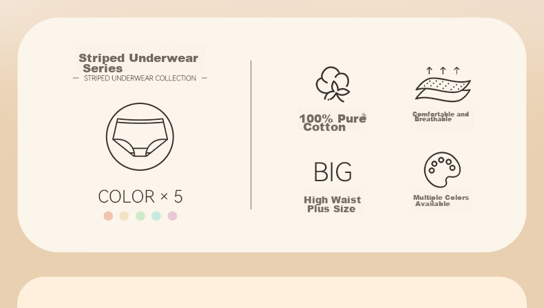 MiiOW Disposable Women's Underwear, Pure Cotton Crotch, No-Wash, Striped, Sterilized, for Pregnancy, Menstruation, Travel, Business Trips, White 4