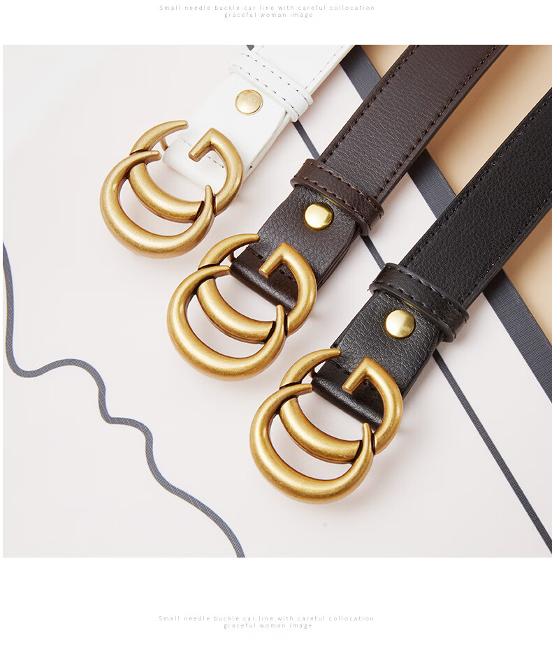 TUCANO Women's Leather Belt, Versatile Korean Style Student Retro Alloy Smooth Buckle Waistband, Birthday And 520 Gift 6