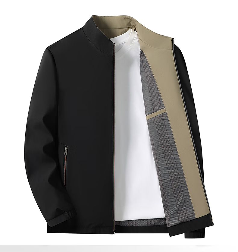 FIRS Men's Windproof Wrinkle-Resistant Spring Autumn Stand Collar Business Casual Jacket Workwear Shirt 5