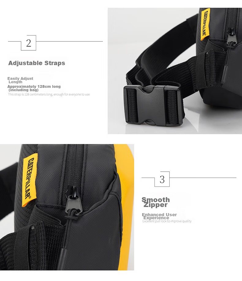 CAT Waist Bag, Chest Bag, Trendy Shoulder Crossbody Phone Bag, Hard Shell 3D Bag for Students, Birthday Gift for Men And Women, Black And Yellow, 84267 10
