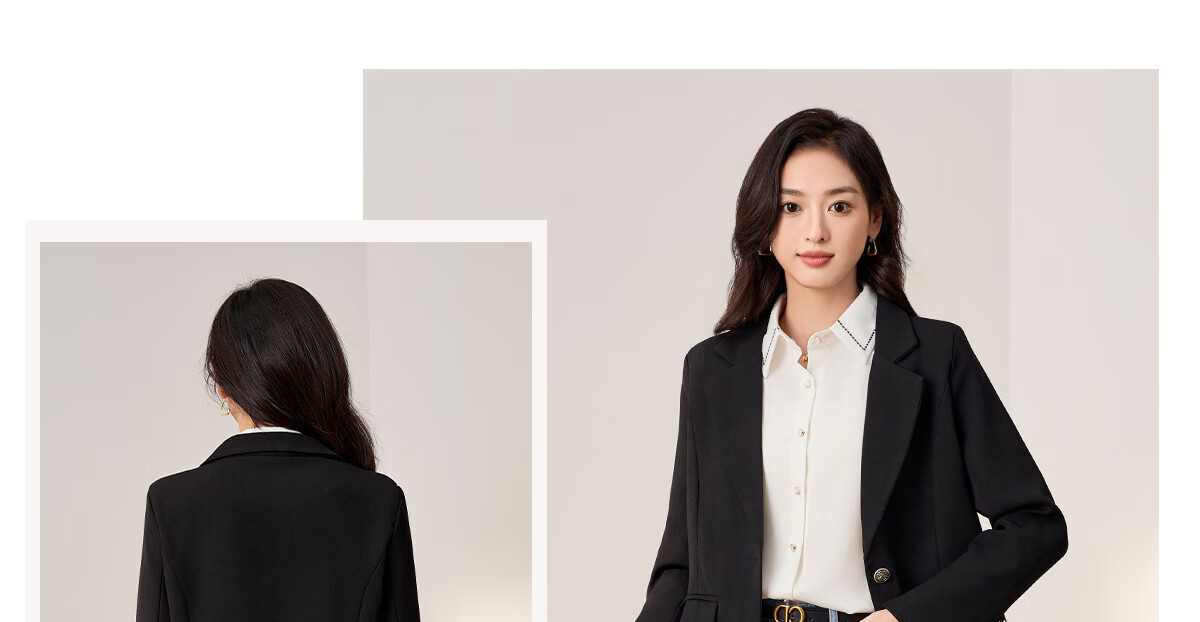 Chushen Spring And Autumn Women's Blazer, Elegant And Sophisticated Professional Interview Suit, Black Small Suit S13KF4033 11