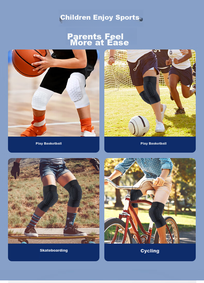 TEEIS Children's Knee Pads, Breathable Basketball Protective Gear, Anti-Fall Sports Knee Brace for Boys, Professional Honeycomb Impact Protection Equipment, Specialized Gear, Size L 3