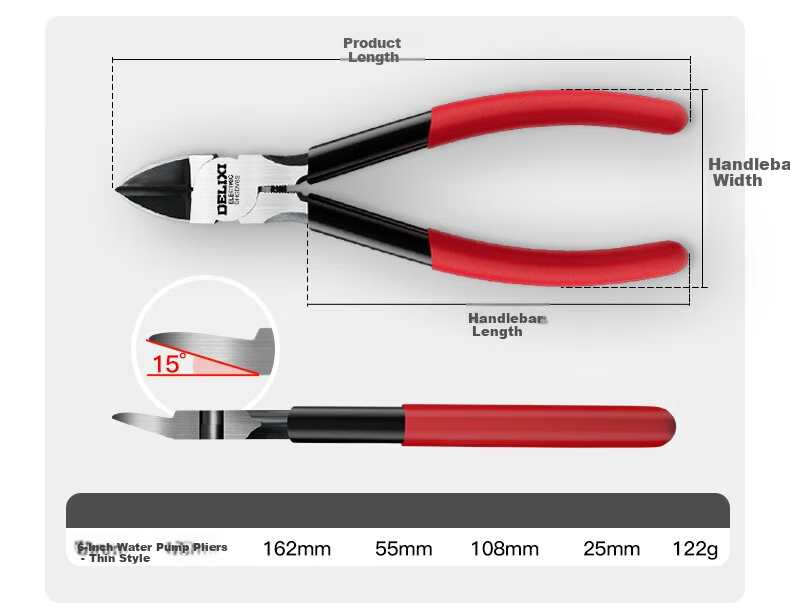 DELIXI ELECTRIC Side-Cutting Pliers, Industrial-Grade High-Tech Electronic Model Scissors, Electronic Pliers, Diagonal Cutting Pliers, 6-Inch Thick Versio 15