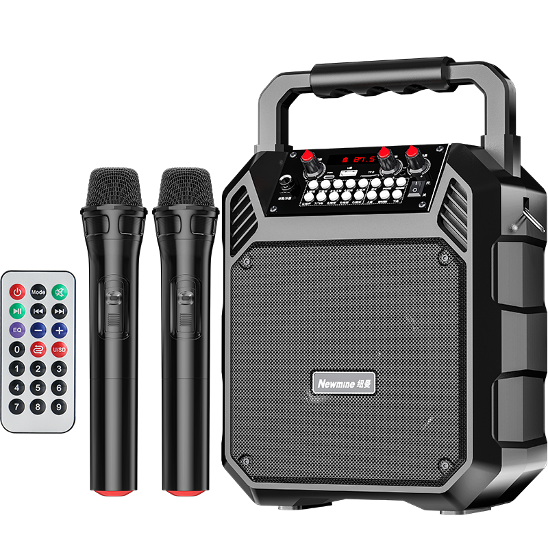 Newmine K503 Wireless Bluetooth Speaker, Outdoor High-Volume Square Dance Speaker, Portable Handheld Small Home Karaoke Music Player, Street Vending Payment Speaker, Dual Microphone Versio