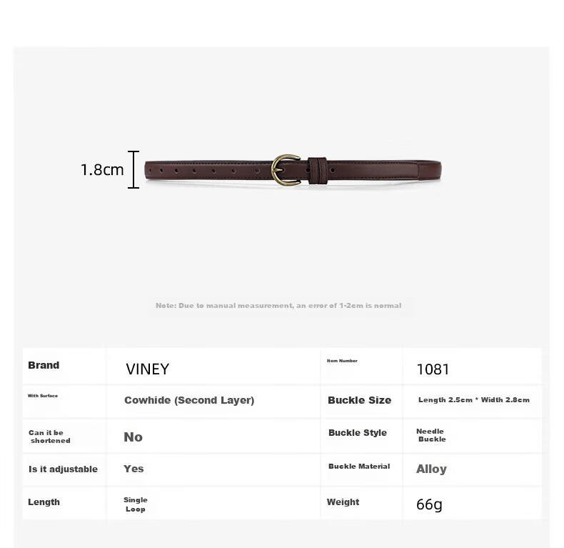 Viney Ladies' Belt, Fashionable Waistband, Decorative Thin Versatile Casual Student Pin Buckle Skirt Belt, Birthday Gift 2