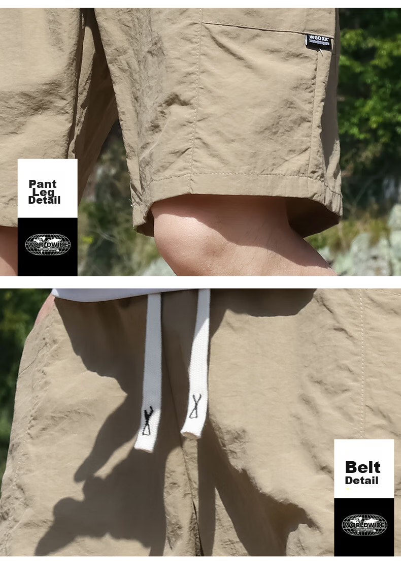 EASTERN CAMEL Men's Shorts, Summer Lightweight Breathable Cool-Feeling Outdoor Sports Quick-Dry Beach Shorts, Five-Point Pants for Men, Khaki, 4XL 23
