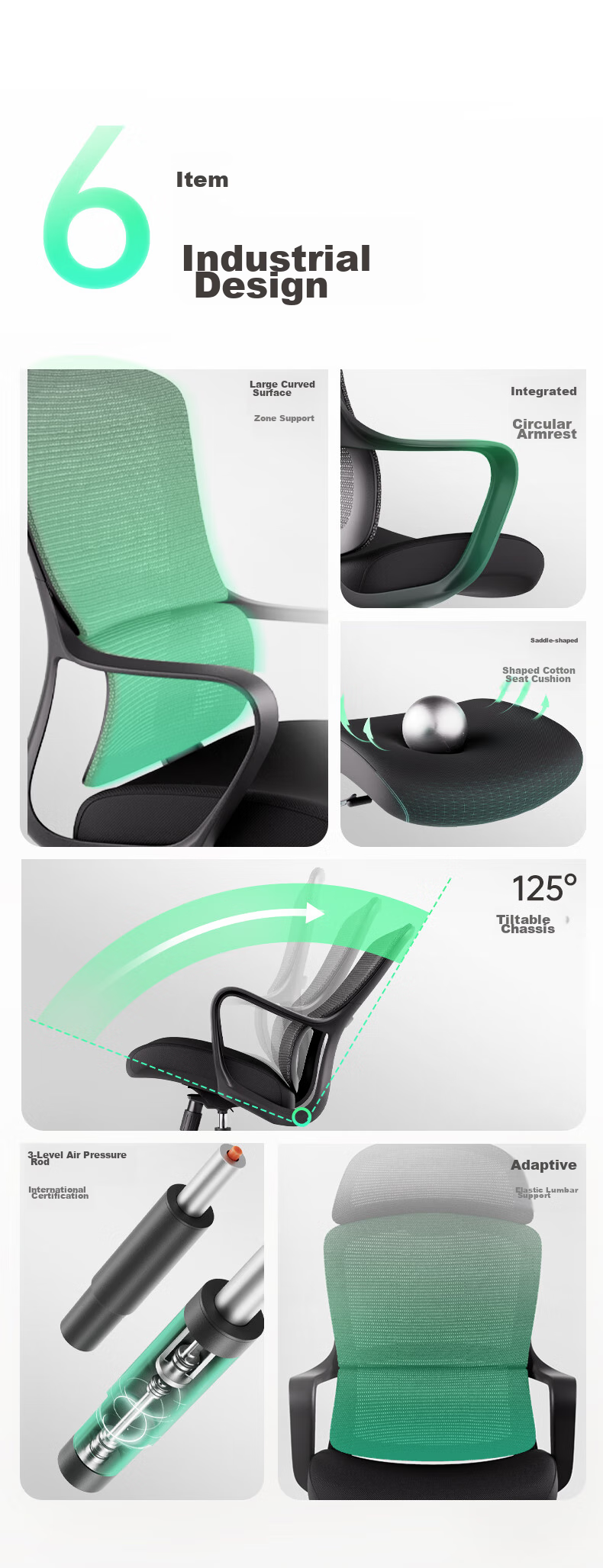 Deli KF229 Ergonomic Chair, Dual Back Structure Office Chair Computer Chair, Comfortable Long-Sitting Gaming Chair, Black 2
