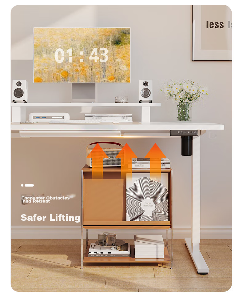 Loctek Electric Height Adjustable Gaming Desk, White, 1.2m 12
