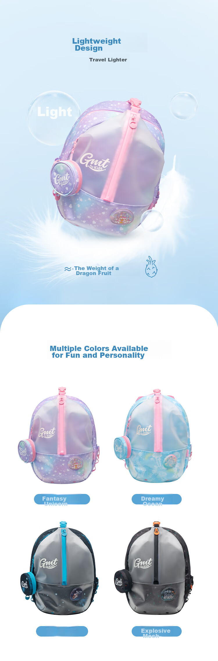 Gmt for Kids Children's Swim Bag, Elementary School Student Dry-Wet Separation Waterproof Backpack, Beach Pool Travel Shoulder Bag, Unicorn Design for Girls 6
