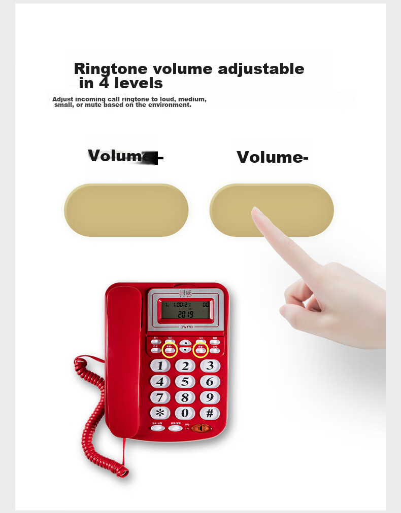 Guowei Landline Telephone, Fixed-Line Phone for Business Office And Home Use, Battery-Free Dual Interface with Caller ID, Internal Intercom, Ringtone Volume Adjustment GW17B (White) 8
