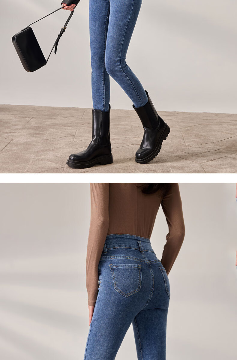 Langsha Women's Jeans Spring Autumn 2025 Slim Fit High Waist Stretchy Pencil Pants Slimming Skinny Trousers 17