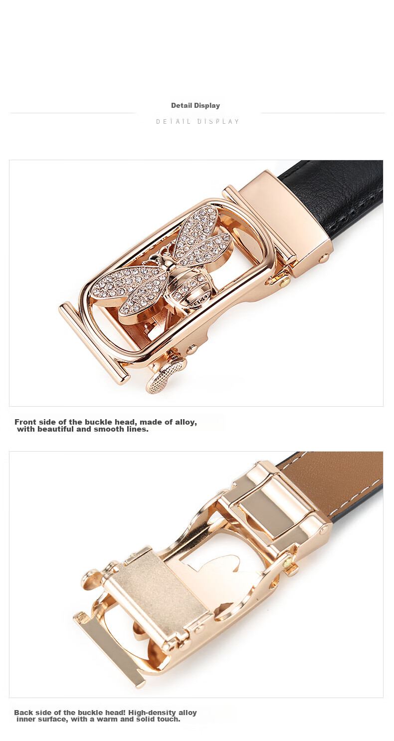 TUCANO Women's Leather Belt, Fashionable Versatile Korean Style Practical Ladies' Waistband with Automatic Buckle, No Drilling Required, Birthday And 520 Gift 18