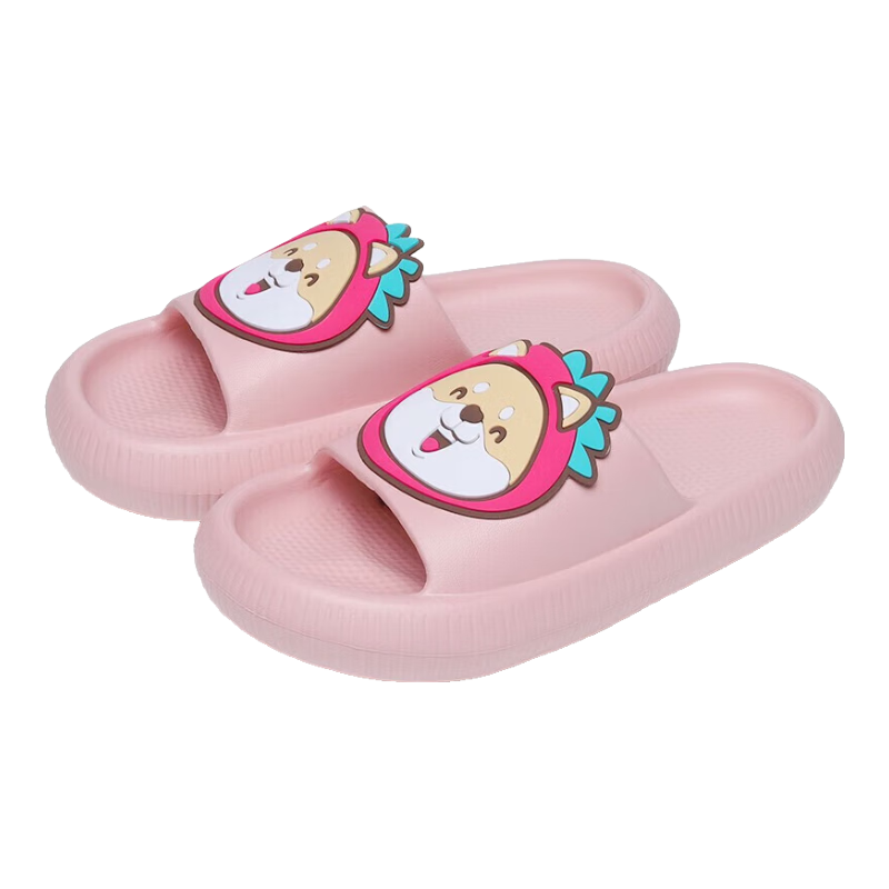 Huamei Jianbu Cartoon Shiba Inu Parent-Child Soft Elastic Indoor and Outdoor Bathroom Slippers Kids HM901817 Pink Size 210