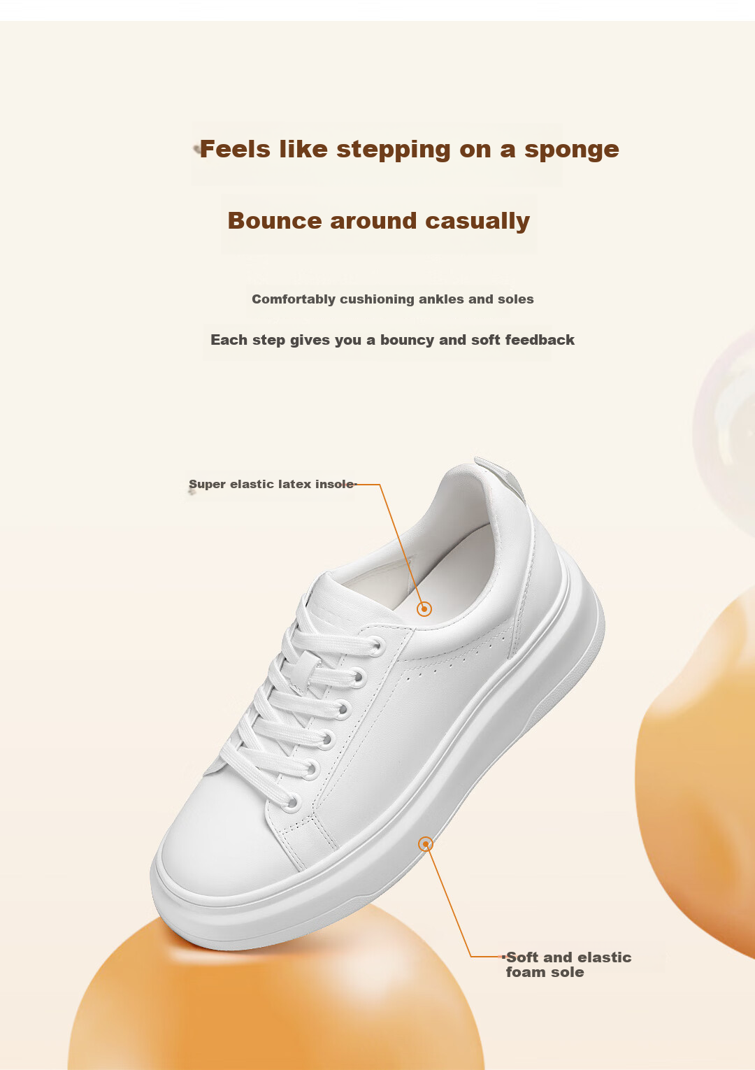 VOLO Rhinoceros Platform Sneakers, Thick-Soled White Shoes for Women, Height-Increasing Versatile Casual White Shoes, White Hollow Design, Size 35 5