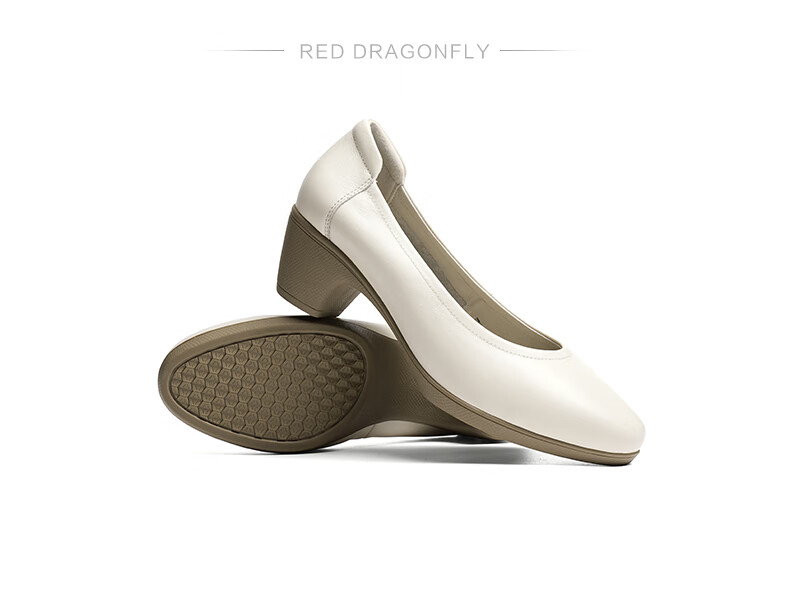 RED DRAGONFLY Chunky Heel Women's Shoes, Spring Commute Professional Leather Shoes, Soft-Soled Women's Shoes WBB15203, Black, Size 36 3