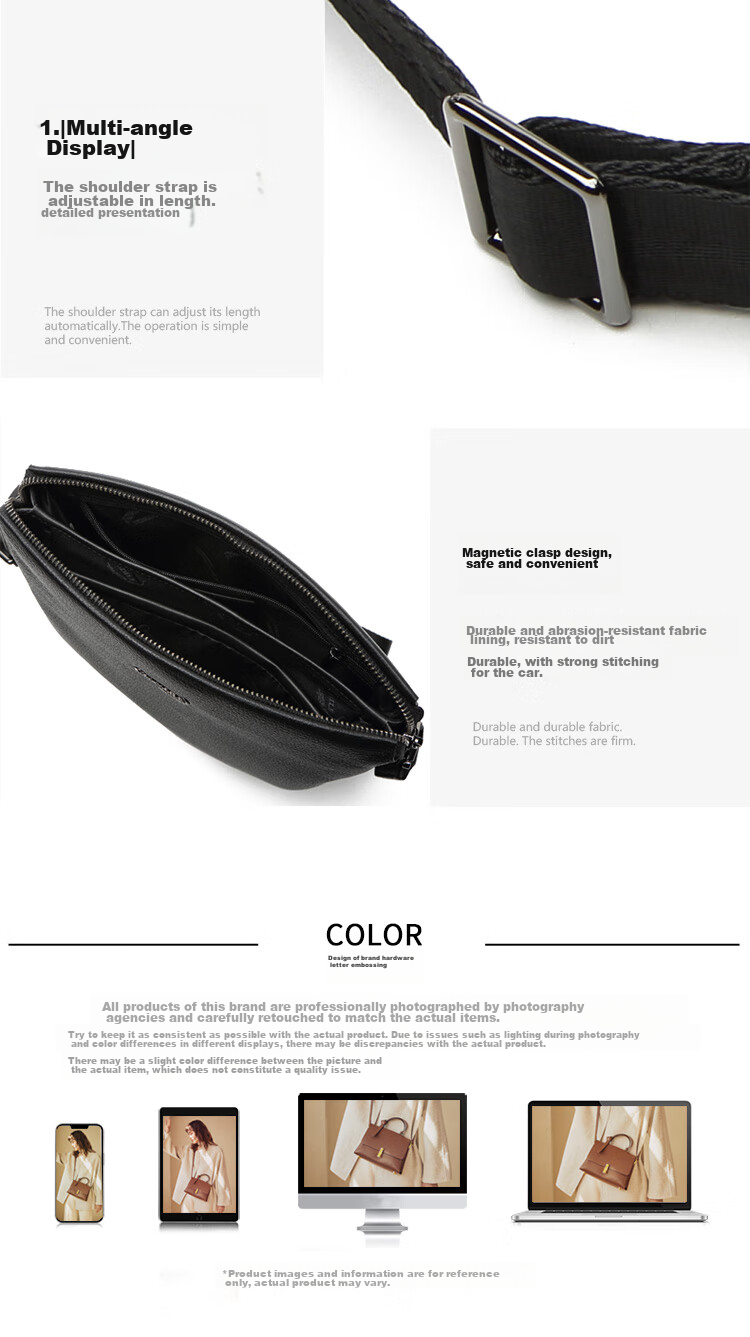 CROCODILE Top-Grain Leather Shark Pattern Shoulder Bag, Men's Business Crossbody Bag, Gift for Boyfriend XT2119 14