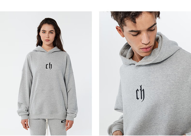 CHINISM CH Sweatshirt for Men, Spring And Autumn Classic Simple Couple's Top, Heavyweight American-Style Hoodie, Sports Casual Pullover Hooded Sweatshirt 17