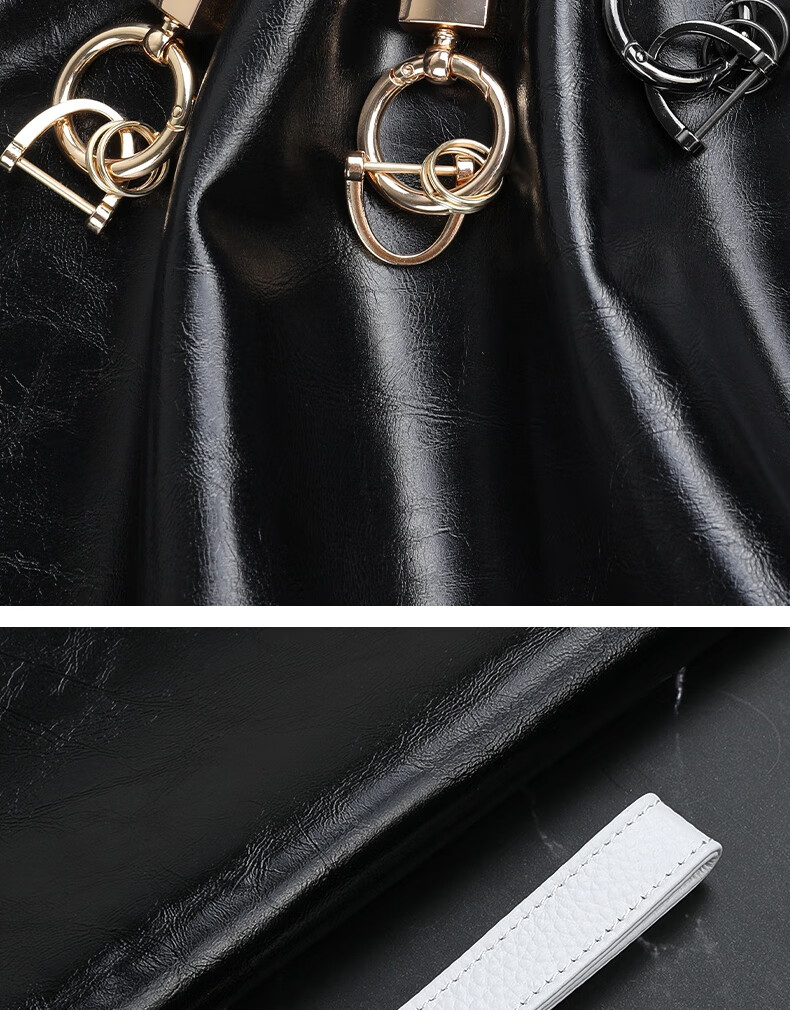 ESCASE Car Key Chain Genuine Leather Pendant for Men And Women, Key Ring, Waist Strap, Electric Vehicle, Audi, Volkswagen, BMW, Black 13