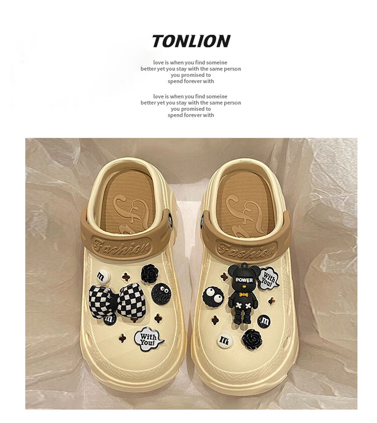 TonLion Women's Shoes 2026 Spring Summer Outdoor Sandals Ladies Closed-Toe Clogs Thick Sole Beach Shoes Black Size 40-41 2