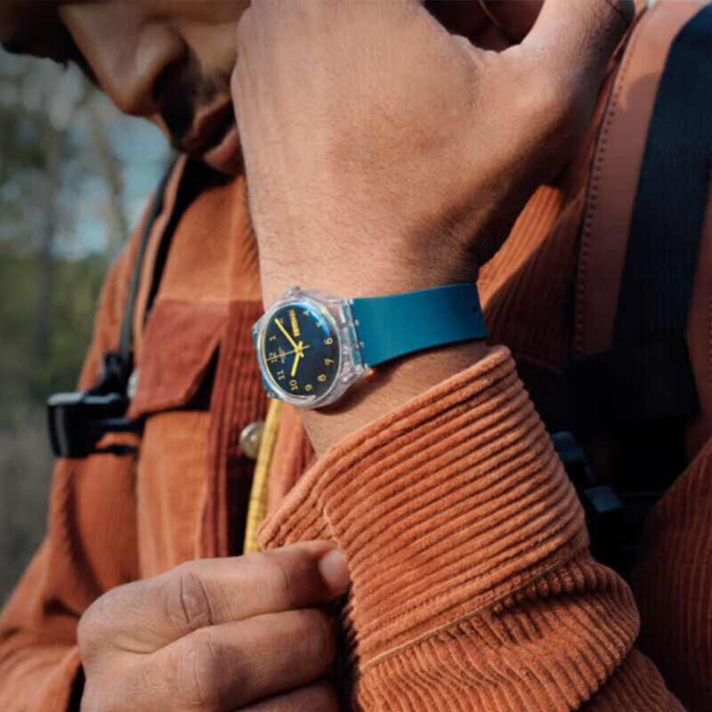 Swatch Swiss Watch, Calendar Watch for Middle And High School Exams, Original Series Men's Quartz Watch, Graduation Gift, Blue Horizo