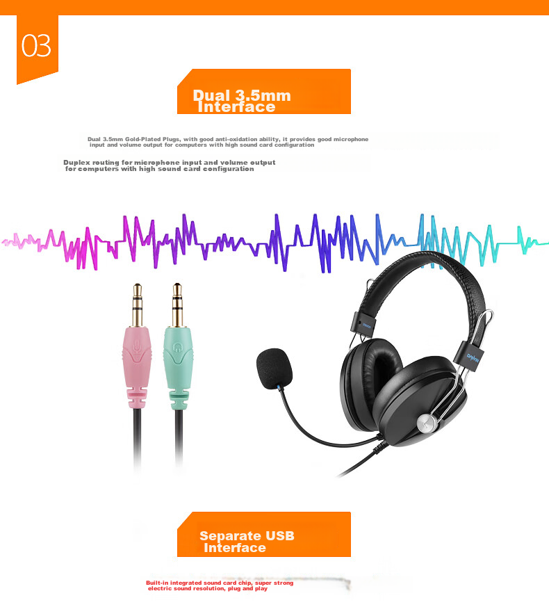 DANYIN D9000 English Speaking And Listening Test Headset Computer Earphones for Human-Computer Dialogue, College Entrance Exam, Wired with Microphone, Online Class Noise Reduction Recording 3.5mm Dual Plug 6