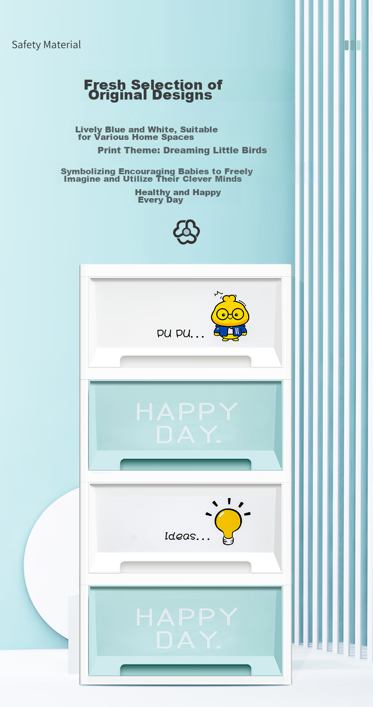Xitianlong, No-Installation Storage Cabinet, Simple Wardrobe, Bedside Table, Children's Snack And Toy Storage Cabinet, 4-Tier Bird-Shaped Desig 15