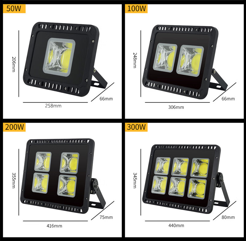 Qianzhiyi LED Floodlight High Power 400W Outdoor Waterproof COB Spotlight for Factory Square Construction Site Warehouse Basketball Court High Brightness Lighting 17