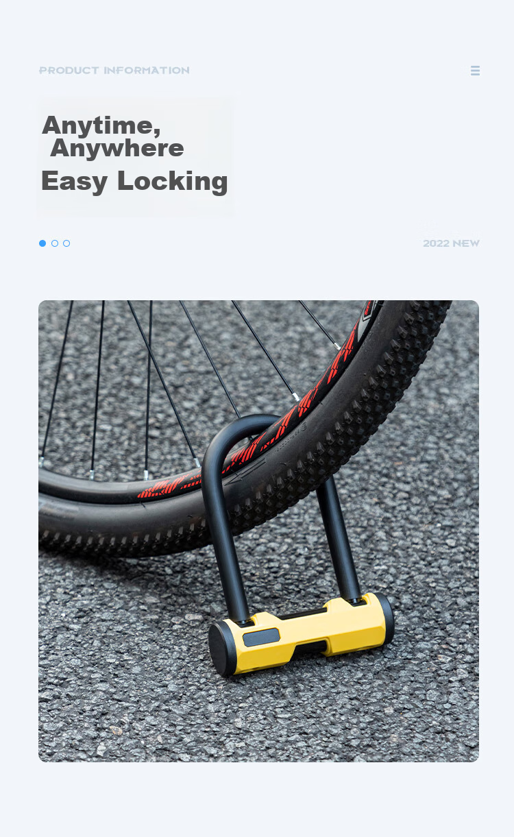 Move Iron Electric Bicycle Lock, U-Shaped Lock for Mountain Bikes And Motorcycles, Universal Anti-Theft Lock, Hydraulic-Resistant And Pick-Proof Bike Lock, Cycling Equipment Accessory 16