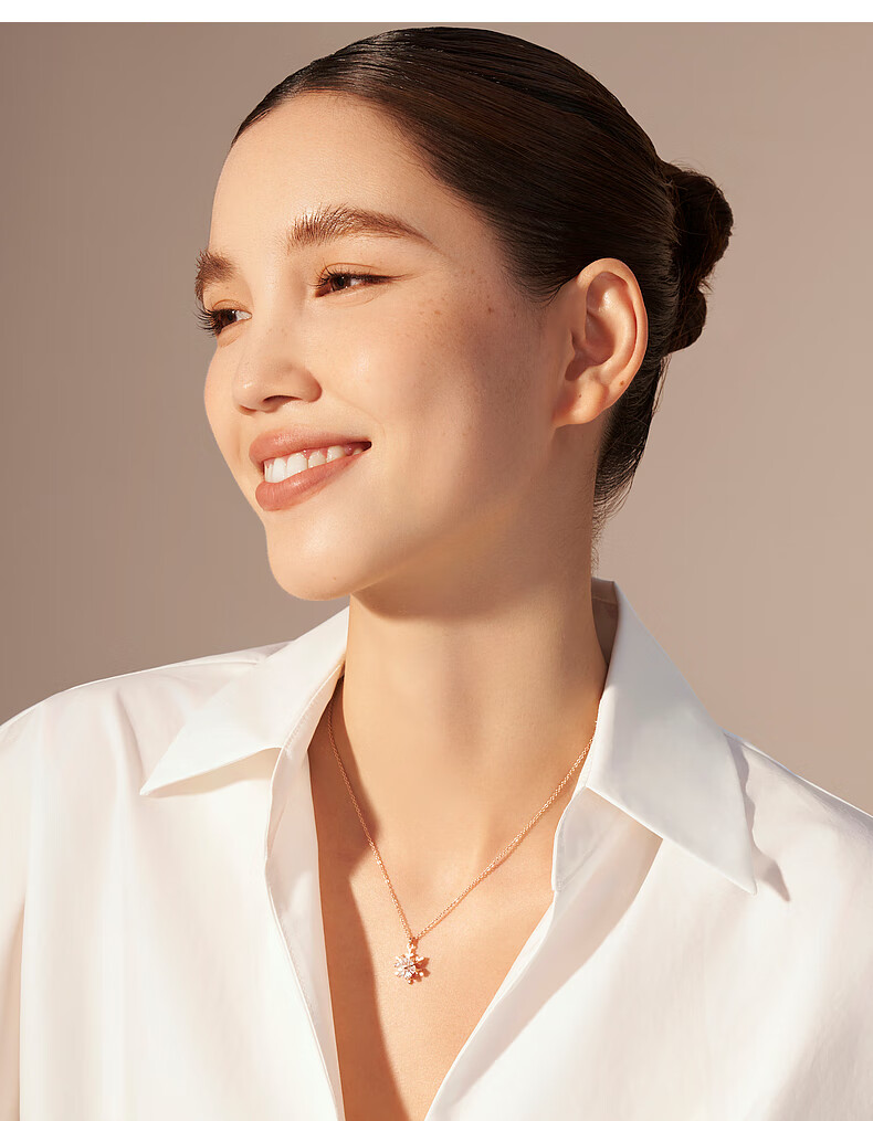 AJIDOU Women's Necklace, Popular Romantic Versatile Snowflake Pendant, Collarbone Chain, Niche High-End Sweater Chai 3