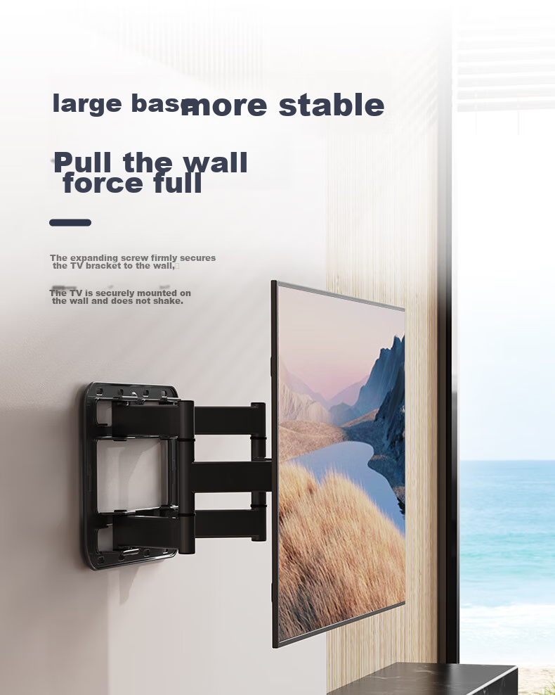Beishi 55-100 Inch Ultra-Thin TV Wall Mount Rotating Extendable Bracket Compatible with 75/85 Multiple Brands Universal TV Stand, Doesn't Block Power Outlets 8