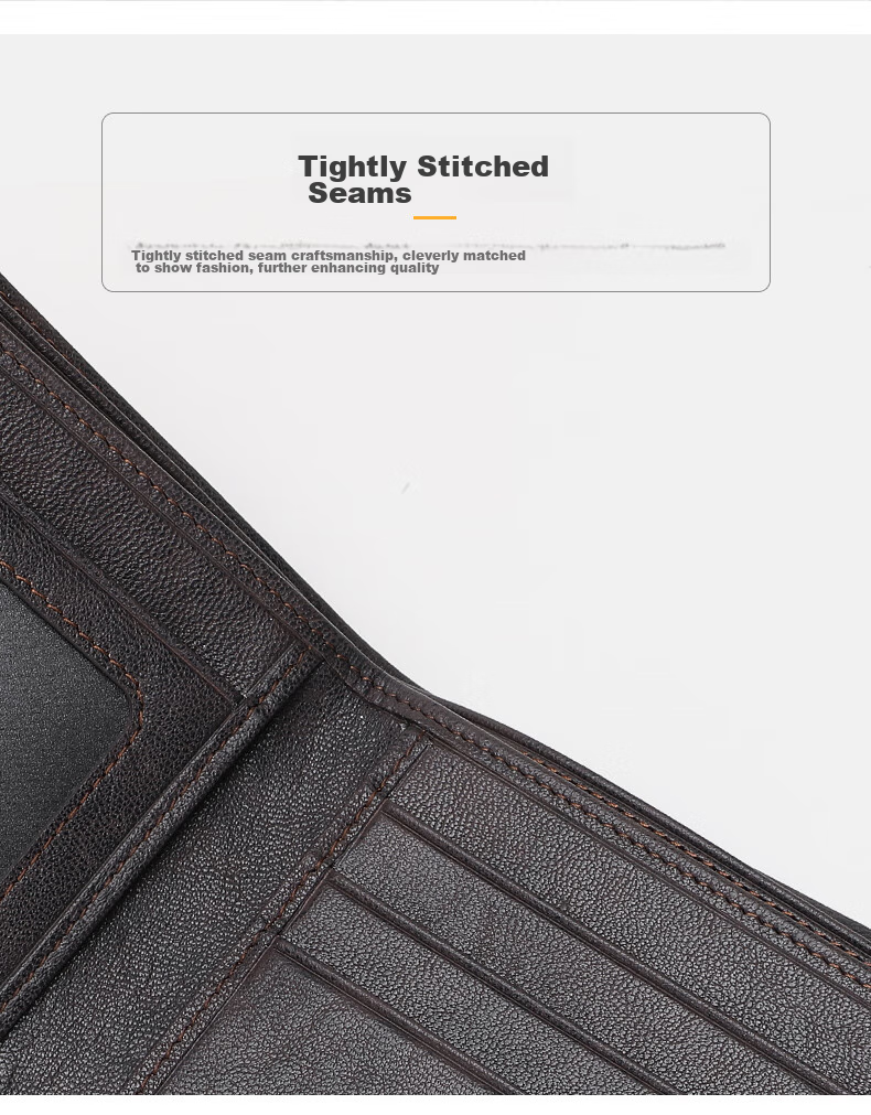 ELLE HOMME Men's Short Wallet, Top-Grain Leather Multifunctional Billfold, Two-Fold Money Clip 3720 Black, Birthday Gift for Me 4