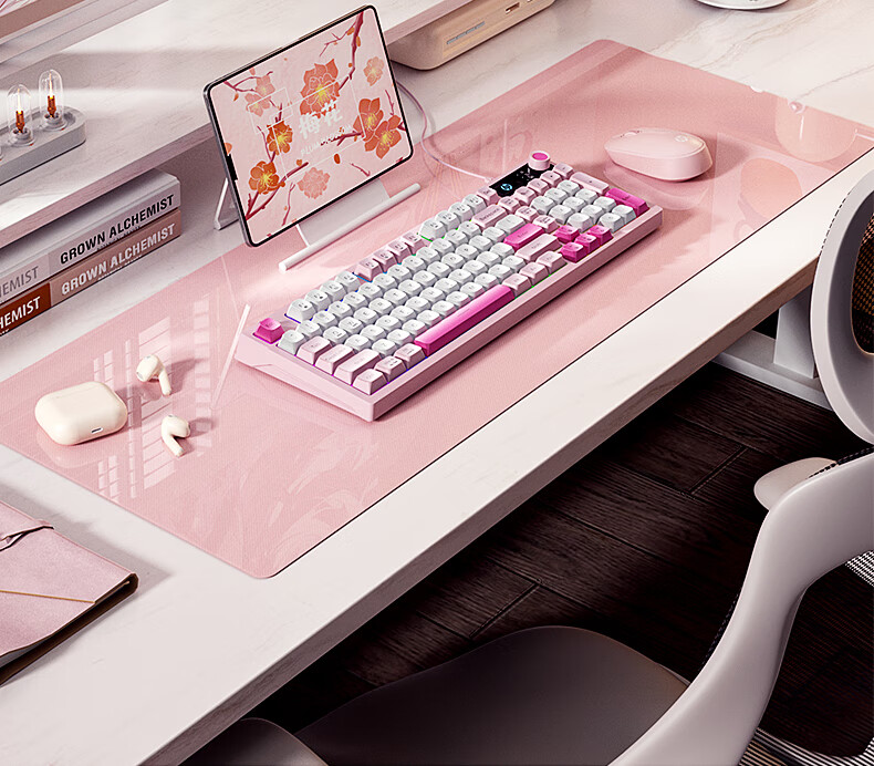 HP K500F Mechanical Feel Wired Keyboard, Quiet Multifunctional Knob for Office And Gaming, Compatible with Desktop Computers And Laptops, Pink And White Color, 98-Key Layout 5