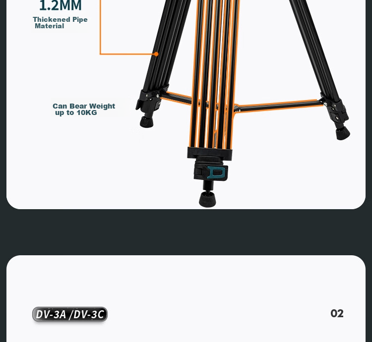 Fotopro DV-3C Upgraded Version, 1.8-Meter Video Shooting And Recording Camera, Mirrorless Camera Hydraulic Head, Carbon Fiber Tripod 8