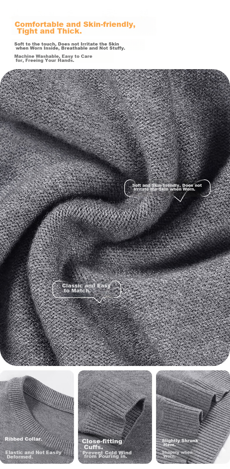 Warrior Sweater for Men, Autumn And Winter Fashion Round Neck Knit Sweater, Warm Men's Clothing Top Undershirt 3