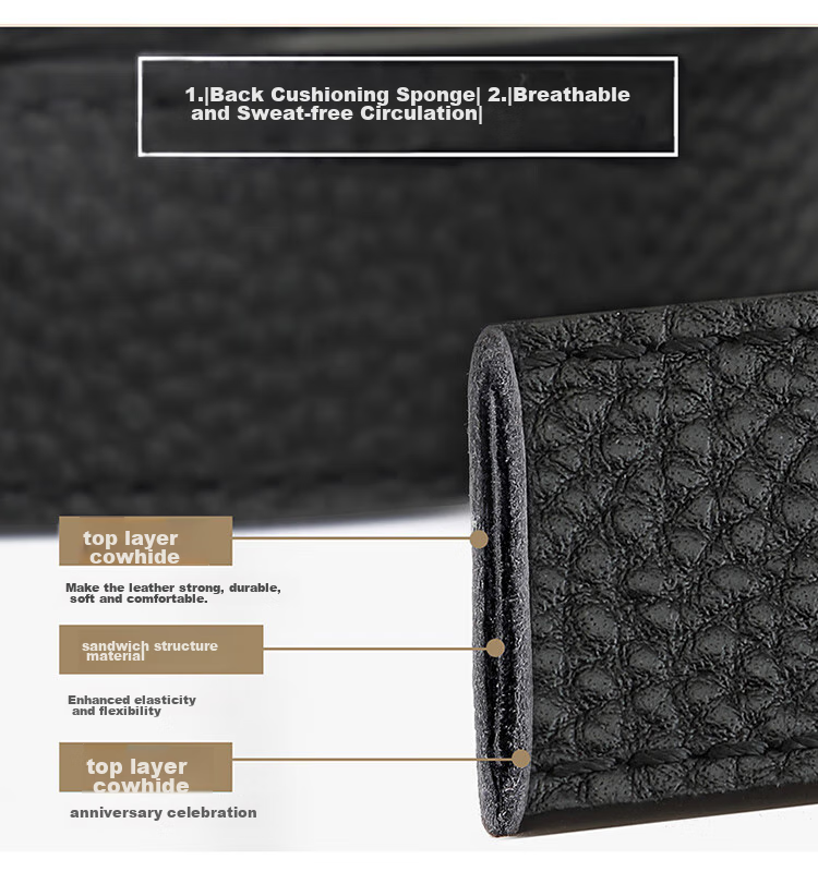 CROCODILE Top-Grain Leather Women's Belt with Automatic Buckle, Fashionable Business Style Waistband for Men's Trousers, Birthday Gift for Women 3609 8