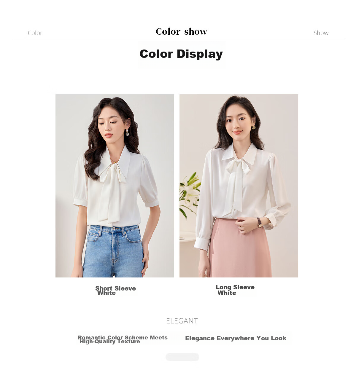 Chushen Long-Sleeve Shirt for Women, Elegant Lapel Design with Bow Tie, Casual White Blouse S13KC2990 Size M 9