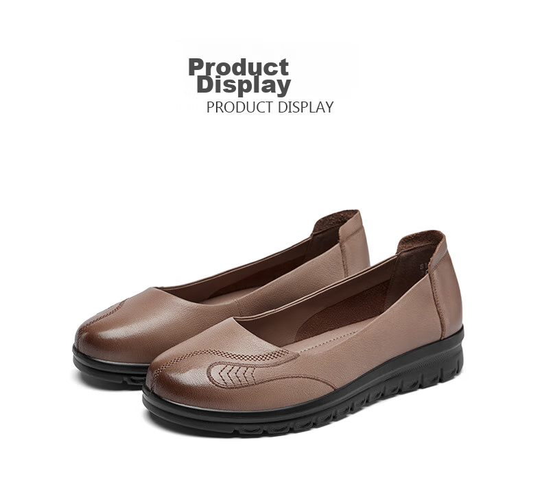 Eierkang Middle-aged and Elderly Women's Soft Sole Leather Shoes 16882W Off-white Size 39 39