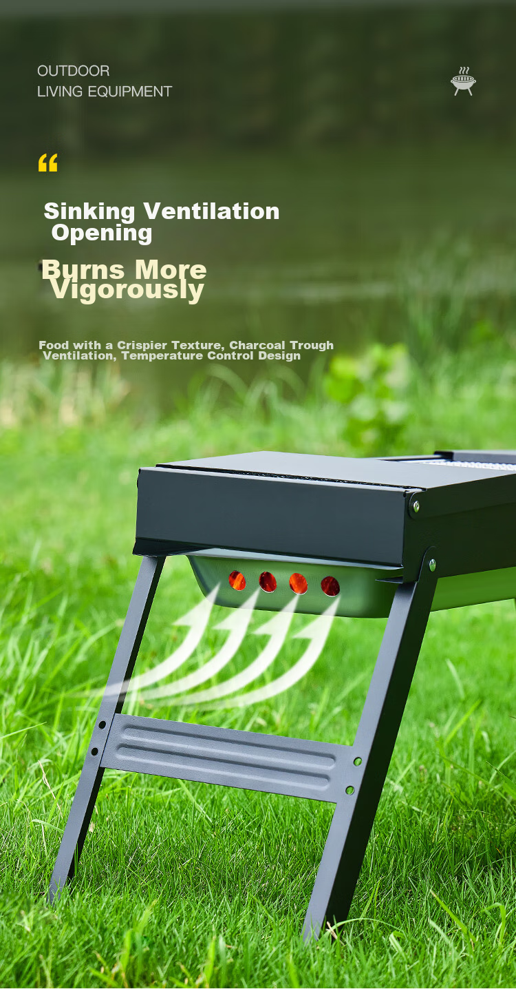 OFEIS Barbecue Grill Set for Home And Outdoor Use, Portable Charcoal Grill for Camping And Kebab Skewers, 6-Piece Set 14