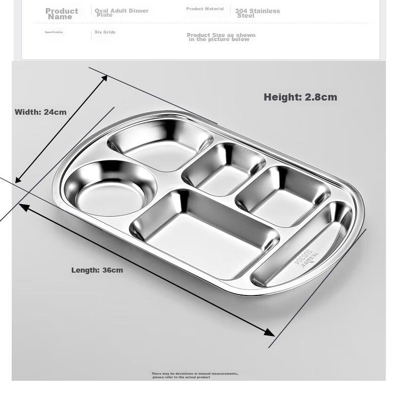 YUTAI 304 Stainless Steel Lunch Box with Five Compartments, Deep Divided Bento Box with Lid for Cafeteria S5G 9