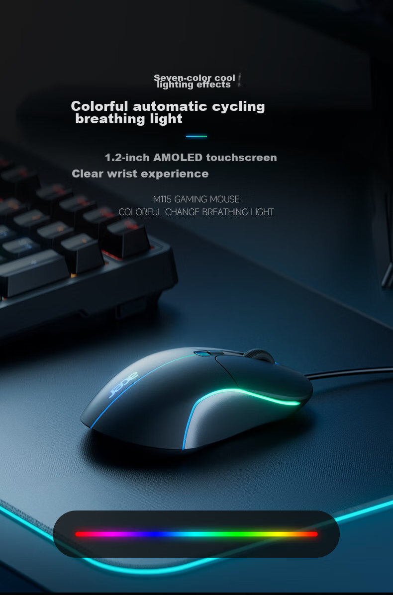 Acer Wired Mouse Gaming Mouse Macro Mouse USB Silent Mouse for Desktop And Laptop Computers Universal E-Sports Office Mouse 7200DPI Newly Upgraded OMW327 3