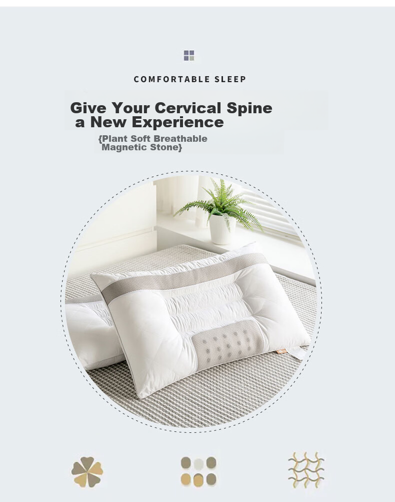 HLA Buckwheat Pillow Core Cervical Pillow Lavender Mugwort Sleep Neck Support Pillow Single 48*74cm 3