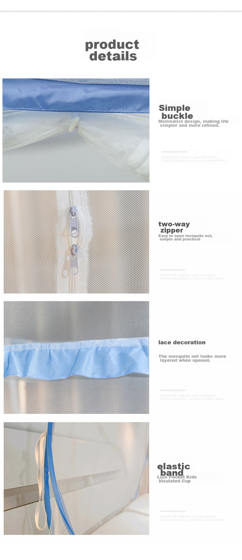 AVIVI Mosquito Net for Home, Baby Fall Prevention, Mongolian Style Mosquito Net, Single Door Opening, 1.5 Meters, Dark Blue [No Installation Required] 5