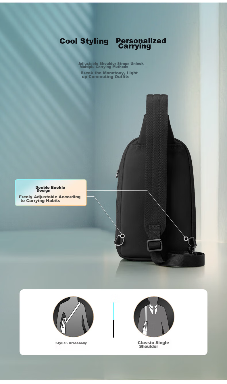 Xinxiuli Shoulder Crossbody Bag, Casual Bag, Travel Bag, Fashionable Trendy Men's NV2*09005, Black 7